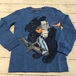 NEW Carter's Long Sleeve blue t-shirt l boys size 4-5 Astronaut Basketball Space